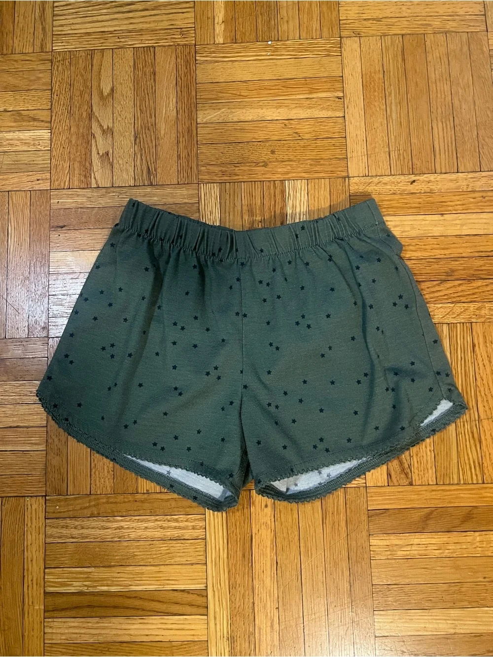 Nighttime Kids GAP Olive Green Star Print Athletic Lounge Shorts size 8